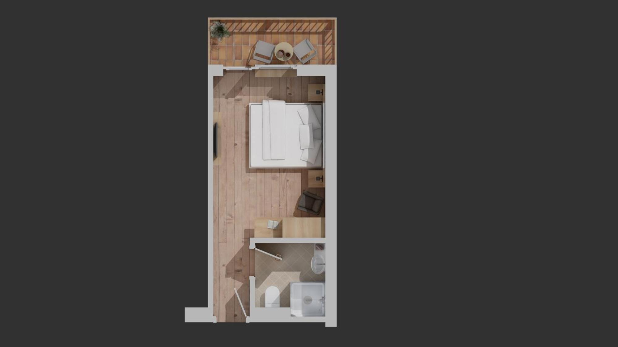 Einzelzimmer mit Balkon
